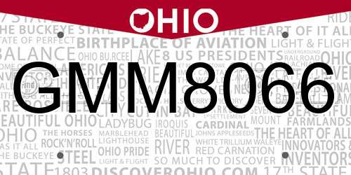 GMM8066 Ohio License Plate