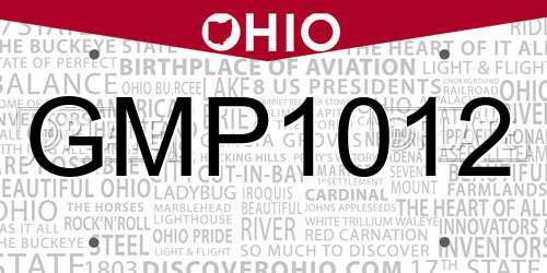 GMP1012 Ohio License Plate
