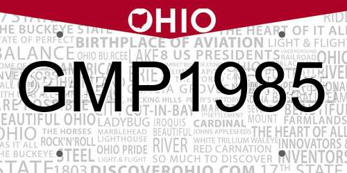 GMP1985 Ohio License Plate