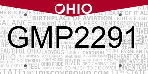 GMP2291 Ohio License Plate