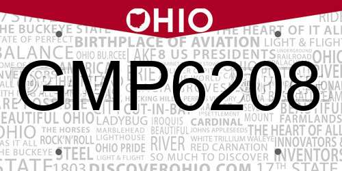 GMP6208 Ohio License Plate