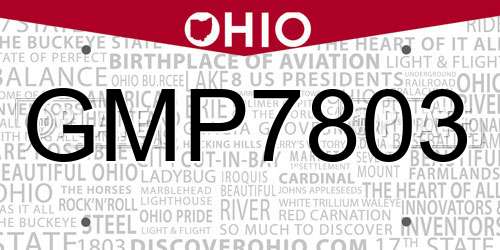 GMP7803 Ohio License Plate