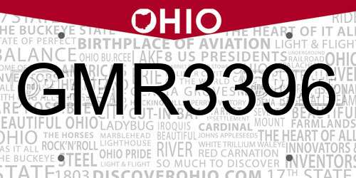 GMR3396 Ohio License Plate