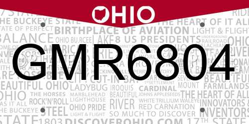 GMR6804 Ohio License Plate