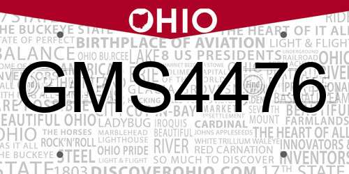 GMS4476 Ohio License Plate
