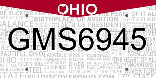 GMS6945 Ohio License Plate