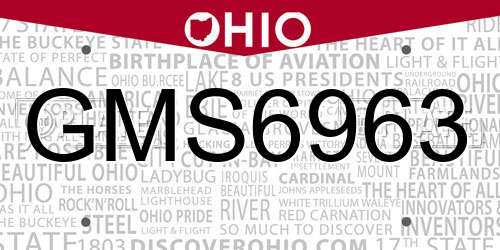 GMS6963 Ohio License Plate