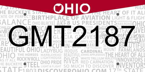 GMT2187 Ohio License Plate