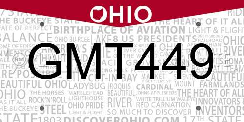 GMT449 Ohio License Plate