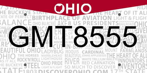 GMT8555 Ohio License Plate