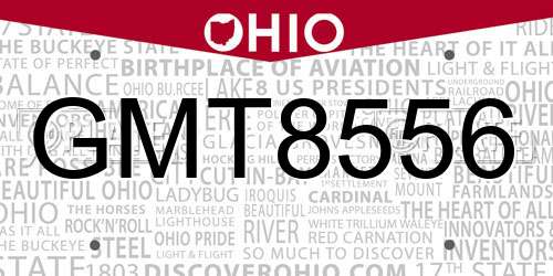 GMT8556 Ohio License Plate