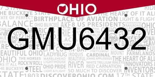 GMU6432 Ohio License Plate