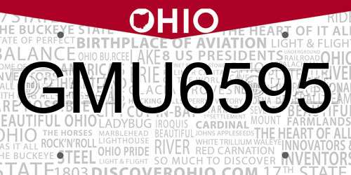 GMU6595 Ohio License Plate