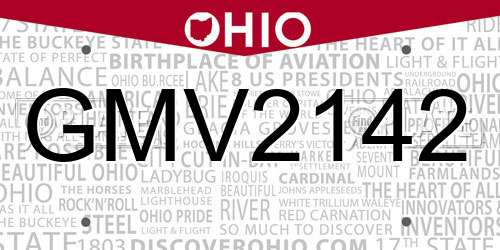 GMV2142 Ohio License Plate
