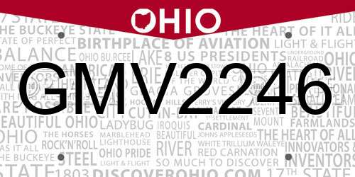 GMV2246 Ohio License Plate