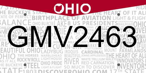 GMV2463 Ohio License Plate