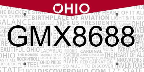 GMX8688 Ohio License Plate