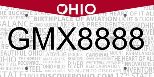 GMX8888 Ohio License Plate