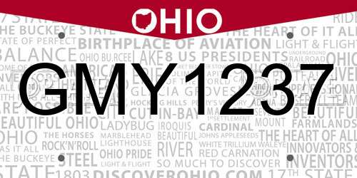 GMY1237 Ohio License Plate