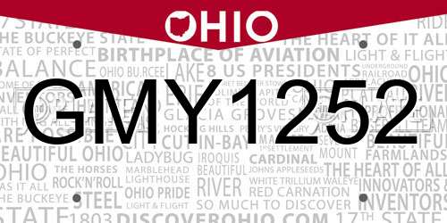 GMY1252 Ohio License Plate
