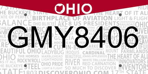 GMY8406 Ohio License Plate