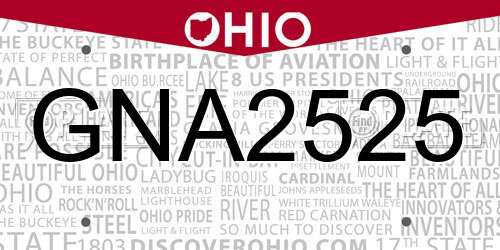 GNA2525 Ohio License Plate