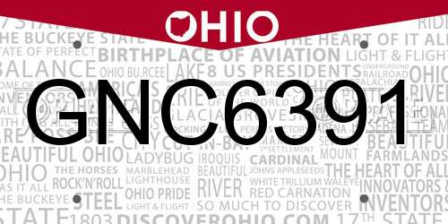 GNC6391 Ohio License Plate