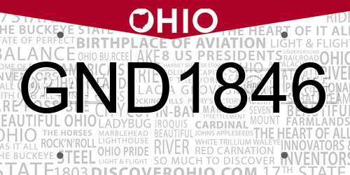 GND1846 Ohio License Plate