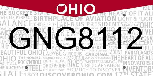 GNG8112 Ohio License Plate