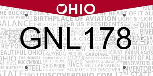 GNL178 Ohio License Plate