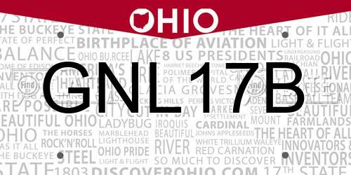 GNL17B Ohio License Plate