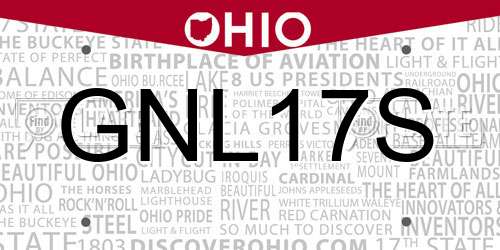 GNL17S Ohio License Plate