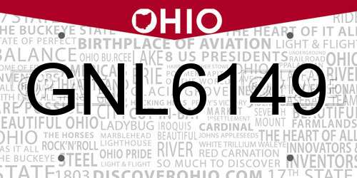 GNL6149 Ohio License Plate