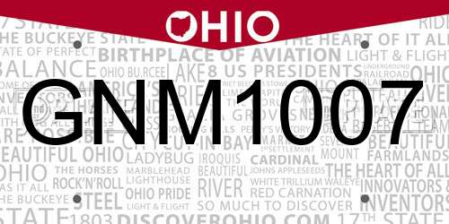 GNM1007 Ohio License Plate