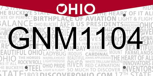 GNM1104 Ohio License Plate