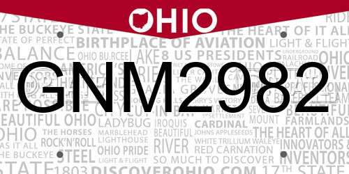 GNM2982 Ohio License Plate