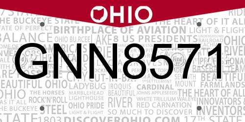 GNN8571 Ohio License Plate