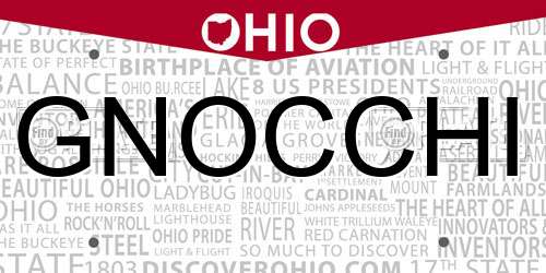 GNOCCHI Ohio License Plate