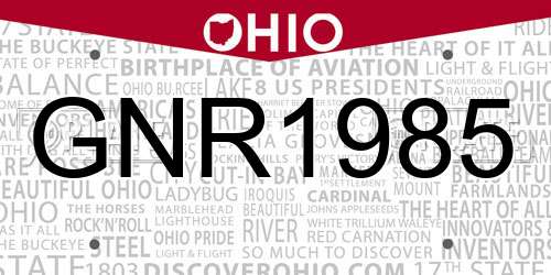 GNR1985 Ohio License Plate