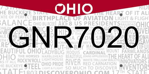 GNR7020 Ohio License Plate