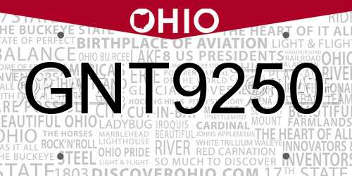 GNT9250 Ohio License Plate