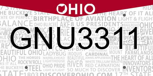 GNU3311 Ohio License Plate