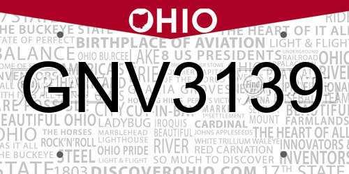 GNV3139 Ohio License Plate