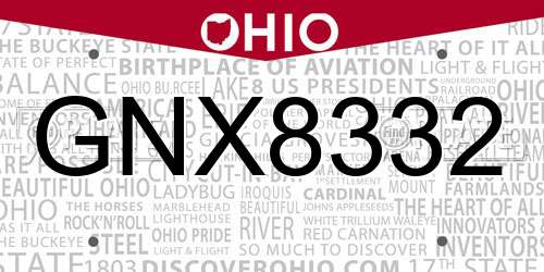 GNX8332 Ohio License Plate