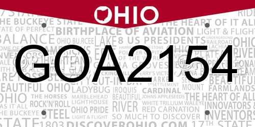 GOA2154 Ohio License Plate