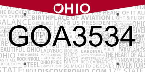GOA3534 Ohio License Plate