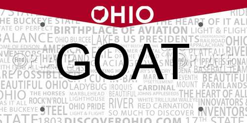GOAT Ohio License Plate