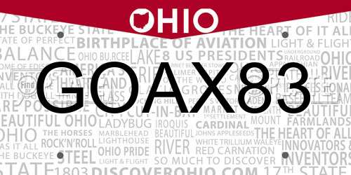 GOAX83 Ohio License Plate