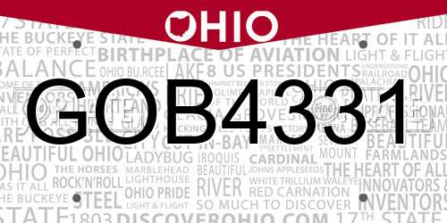 GOB4331 Ohio License Plate
