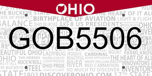 GOB5506 Ohio License Plate